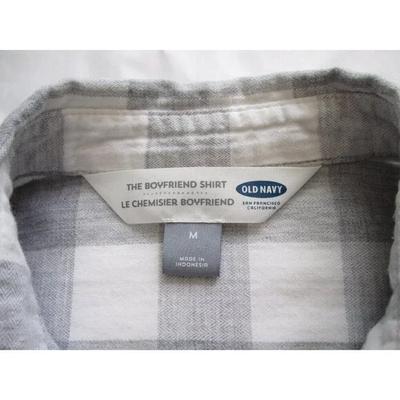 Women Old Navy Boyfriend Button Plaid 100% Cotton Long Sleeve Shirt Sz M (WB386) - Picture 7 of 10
